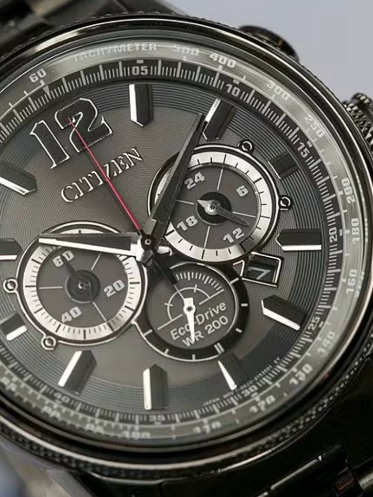 Citizen Men's Gunmetal And Black Chronograph Bracelet Watch